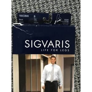 Sigvaris 15-20 mmHg Graduated Support Socks Classic Ribbed Black 180CB99 Men's